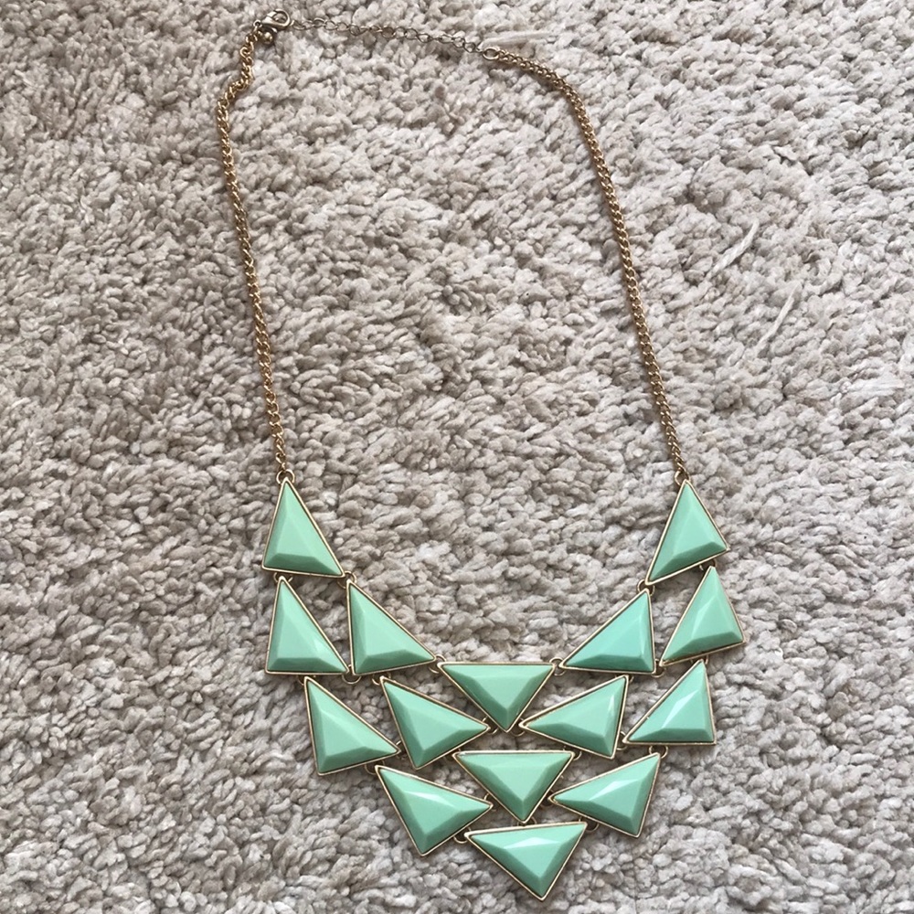 Turquoise & Gold Statement Geometric Bib Necklace
